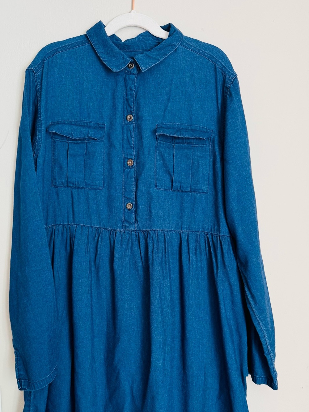 Girls' Old Navy Blue Denim Shirt Dress - Casual Long Sleeve